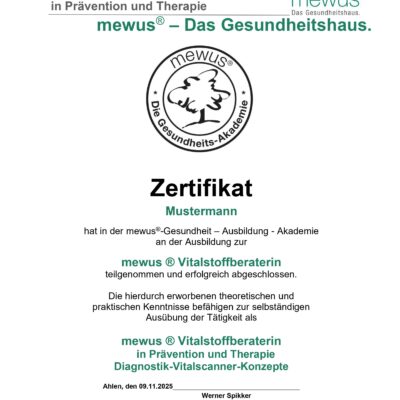 Ausbildung zum mewus ® Vitalstoffberater (m/w/d)