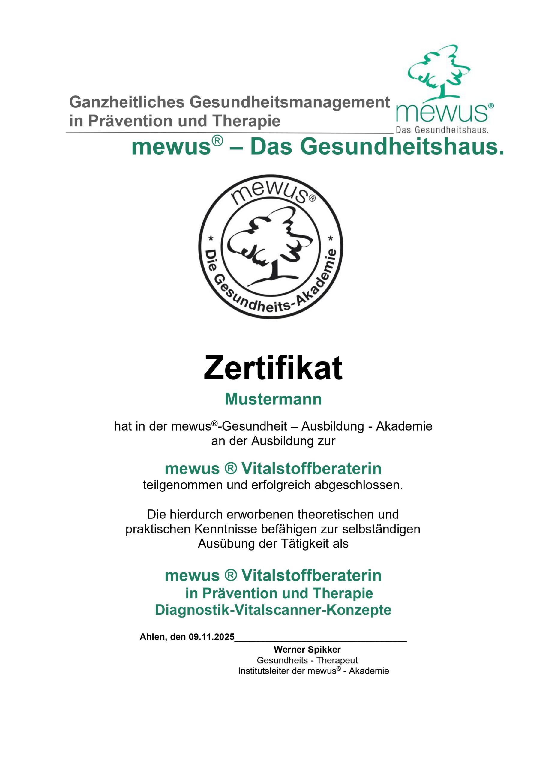 Ausbildung zum mewus ® Vitalstoffberater (m/w/d)
